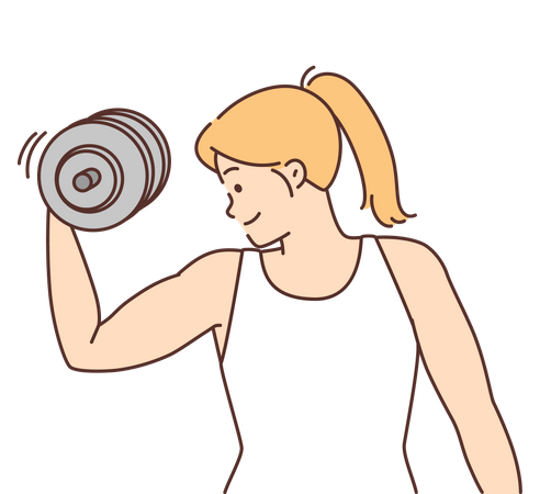 Girl holding dumbbell  Illustration