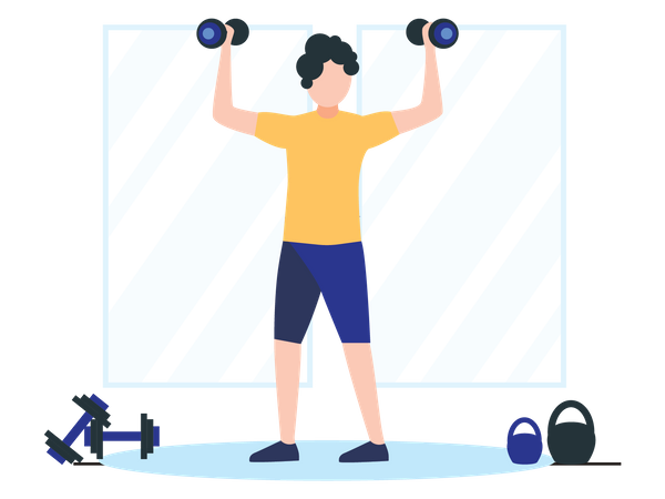 Girl Holding Dumbbells  Illustration