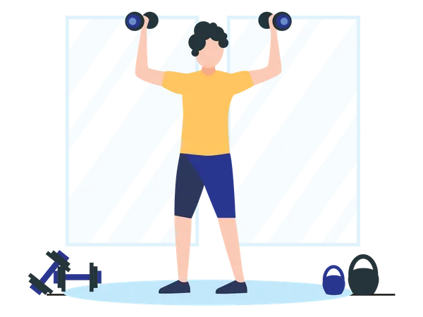 Girl Holding Dumbbells  Illustration