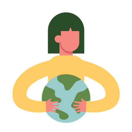 Girl holding earth  イラスト