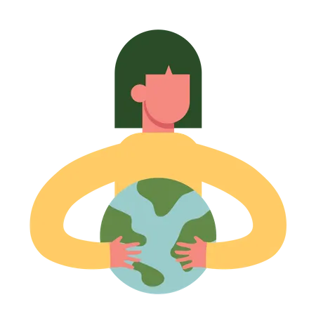 Girl holding earth  イラスト