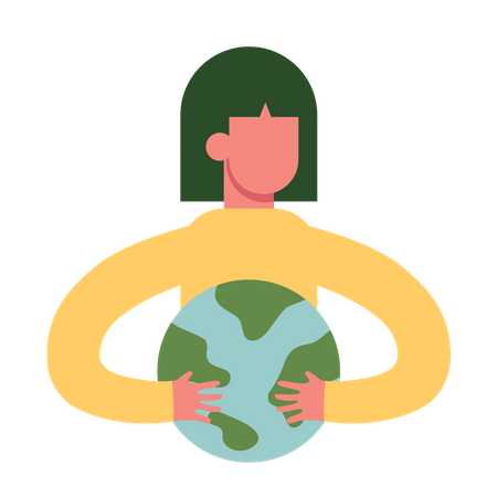 Girl holding earth  Illustration