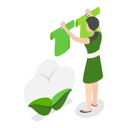 Girl holding eco clothes  Illustration