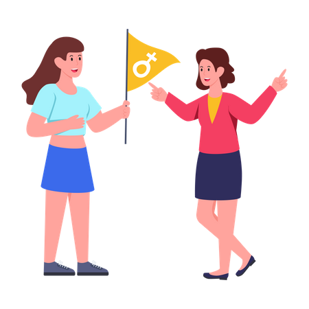 Girl holding Female Gender flag Illustration