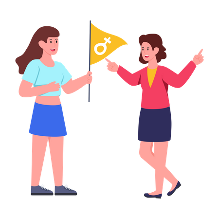 Girl holding Female Gender flag  Illustration