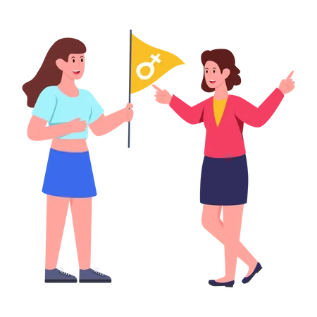 Girl holding Female Gender flag  Illustration