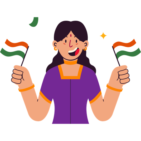 Girl holding flag on Indian republic day Illustration