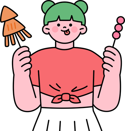 Girl holding food  Illustration