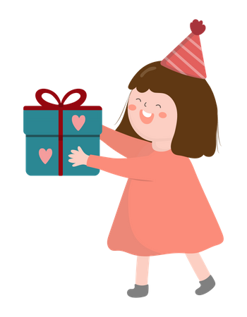 Girl holding gift Illustration