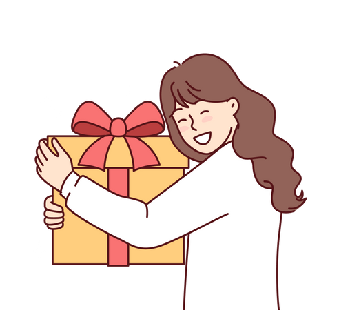 Girl holding gift  Illustration