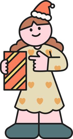 Girl holding gift box  Illustration