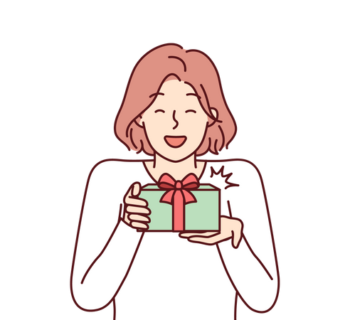 Girl holding gift box  Illustration