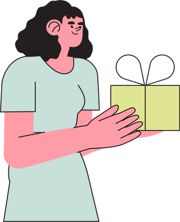 Girl holding gift box  Illustration