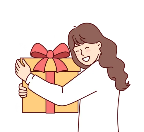 Girl holding gift  Illustration