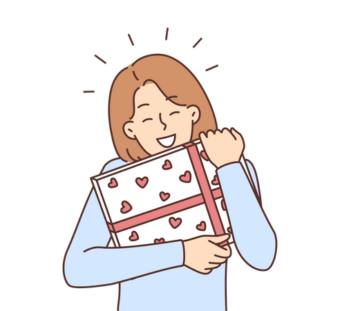 Girl holding gift  Illustration