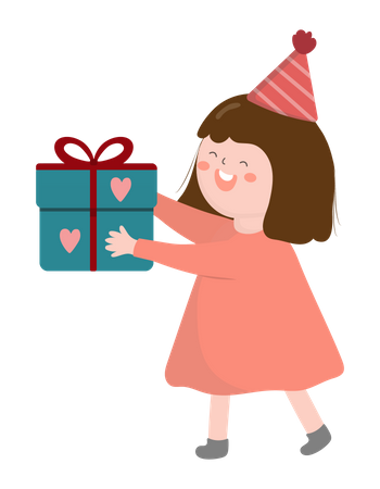 Girl holding gift  Illustration