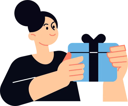 Girl holding Gift  Illustration