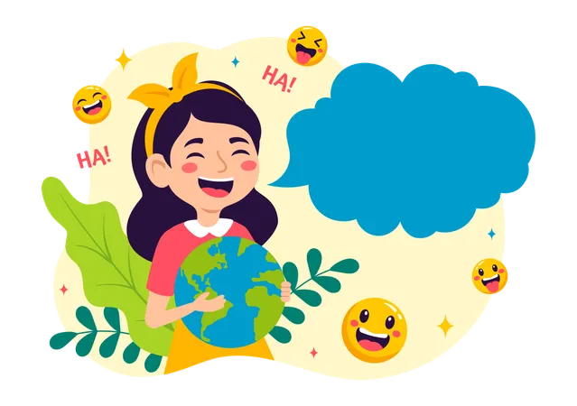 World Laughter Day Vector Illustration On 5 May With Smiley Facial Expression Cute And Happy In Flat Kids Cartoon Background 일러스트레이션