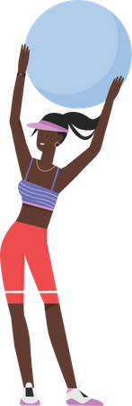 Girl holding gym ball  Illustration