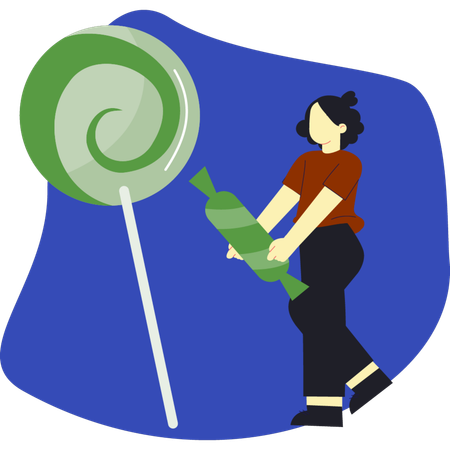 Girl holding halloween candy  Illustration