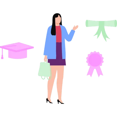 The Girl Is Holding A Hand Bag Illustration