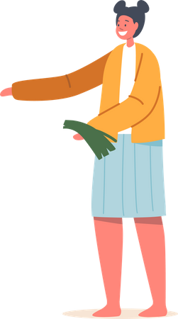 Girl holding handful of grass  Illustration