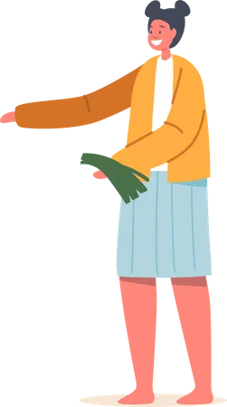 Girl holding handful of grass  Illustration