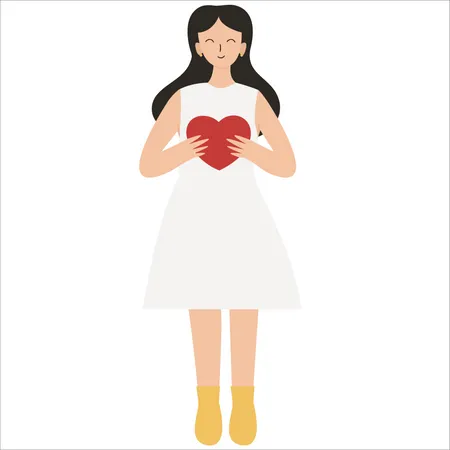 Girl holding heart Illustration
