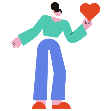 Girl holding heart  Illustration