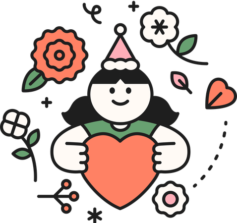 Girl holding heart  Illustration