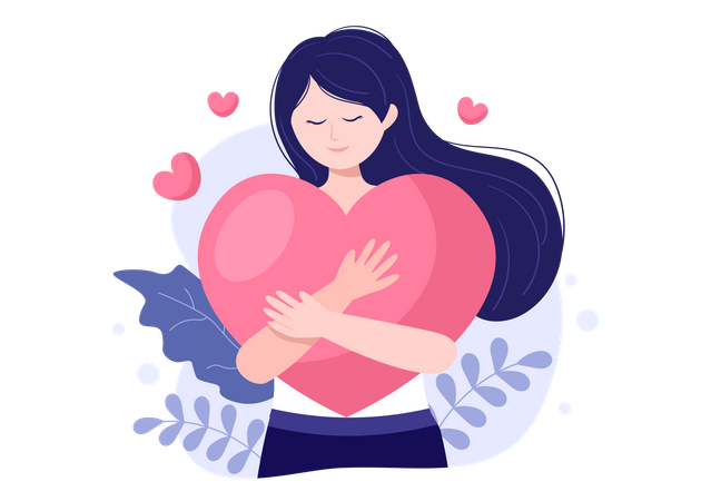 Girl holding heart  Illustration