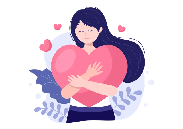 Girl holding heart  Illustration