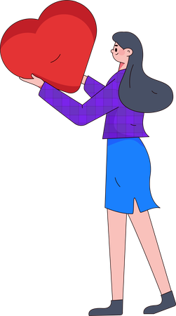 Girl holding heart  Illustration