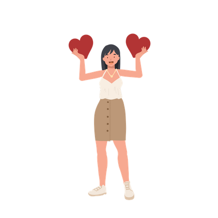 Girl holding heart  Illustration