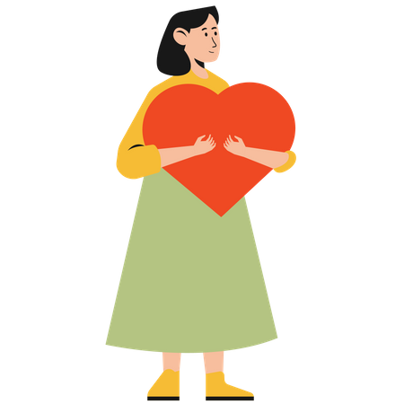 Girl holding heart  Illustration