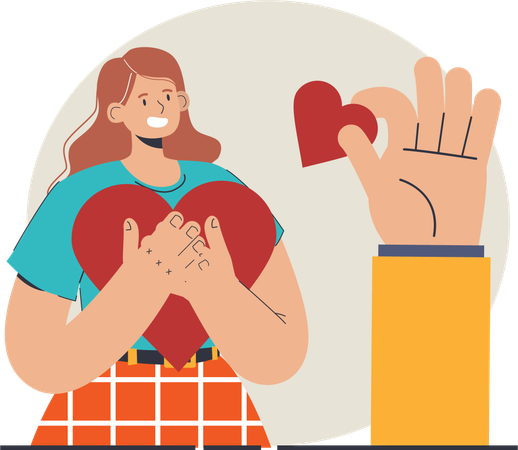 Girl holding heart  Illustration