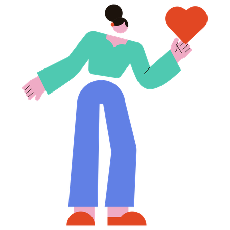 Girl holding heart  Illustration