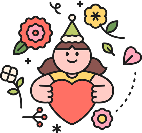 Girl holding heart  Illustration