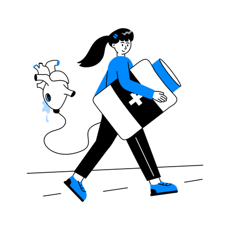 Girl holding Heart Medicine  Illustration