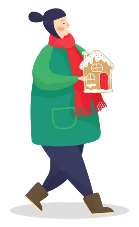 Girl holding home  Illustration