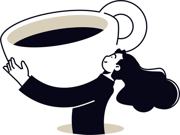 Girl holding huge coffee cup  Illustration