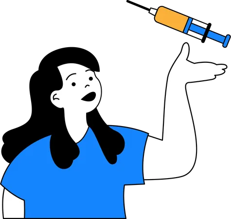 Girl holding injection  Illustration