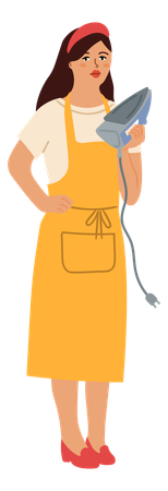 Girl holding iron  Illustration