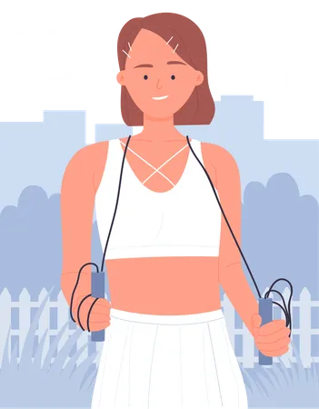 Girl holding jumping rope  Illustration