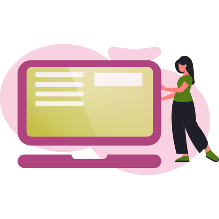 Girl holding laptop  Illustration