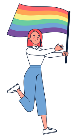 Girl holding LGBT Flag Illustration