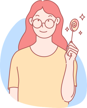 Girl holding lollipop  Illustration