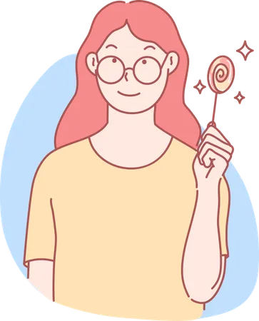Girl holding lollipop  Illustration