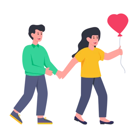 Girl holding love balloon  Illustration