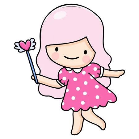 Girl Holding Magic Stick Illustration